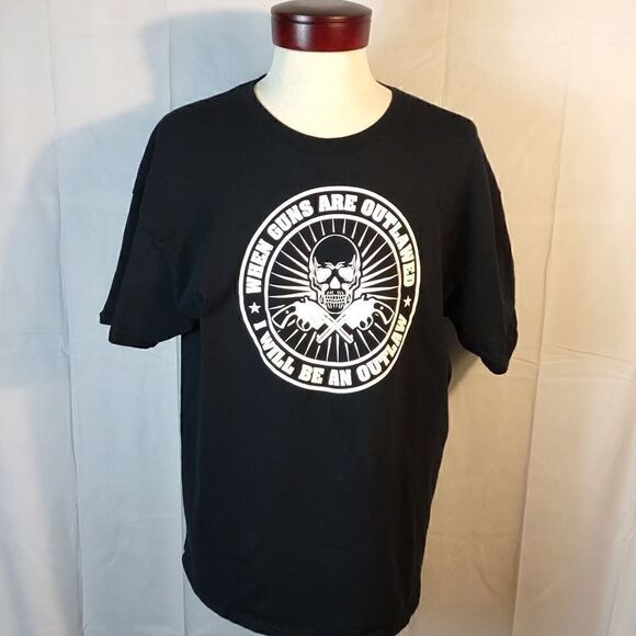 Skull "When Guns Are Outlawed I Will Be An Outlaw" Black - Picture 5 of 5